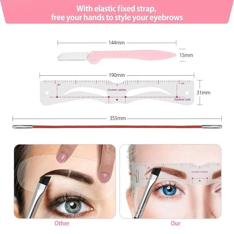 12Styles Reusable DIY Eyebrow Stencil Set - 1-Stop Discount Shop