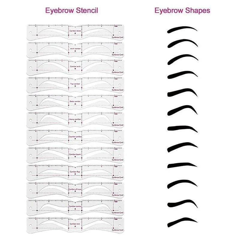 12Styles Reusable DIY Eyebrow Stencil Set - 1-Stop Discount Shop