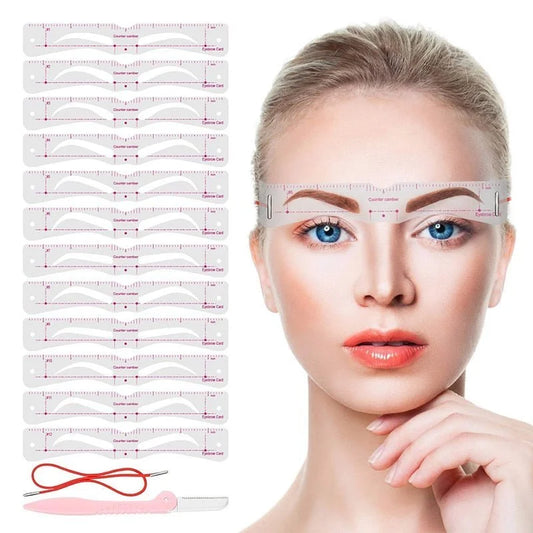 12Styles Reusable DIY Eyebrow Stencil Set - 1-Stop Discount Shop