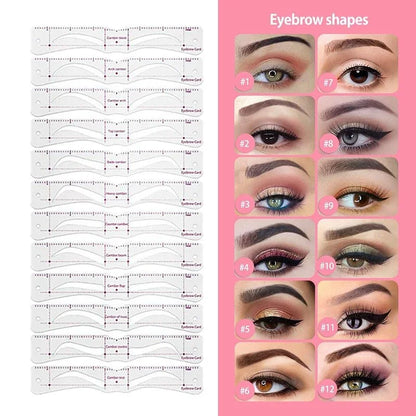 12Styles Reusable DIY Eyebrow Stencil Set - 1-Stop Discount Shop