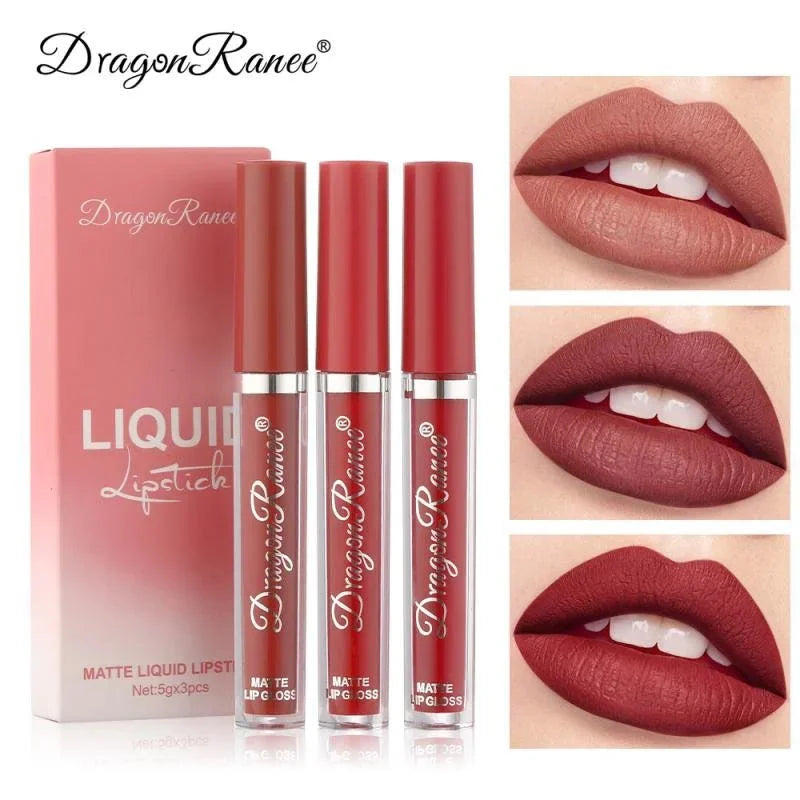 3pc/set Waterproof Matte Velvet Lip Gloss - 1-Stop Discount Shop