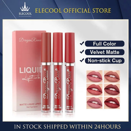 3pc/set Waterproof Matte Velvet Lip Gloss - 1-Stop Discount Shop