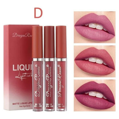 3pc/set Waterproof Matte Velvet Lip Gloss - 1-Stop Discount Shop