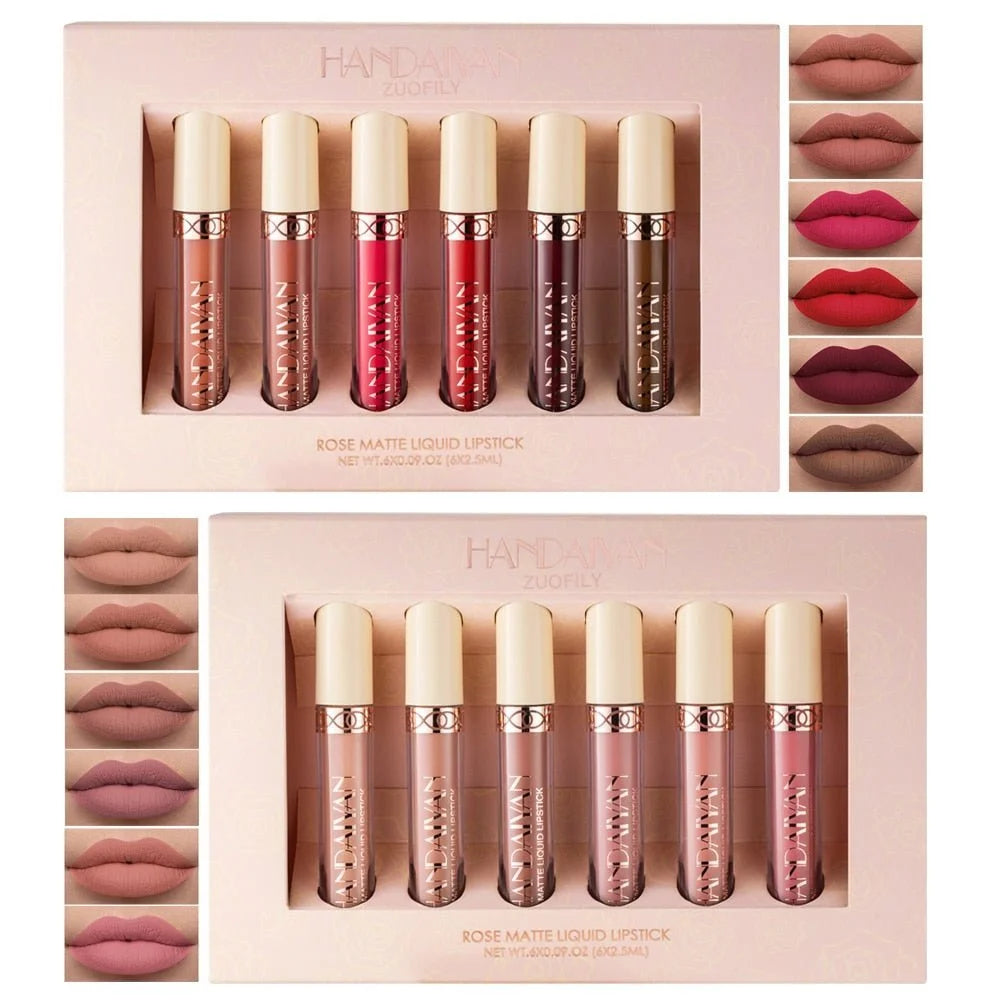 6PC Matte Velvet Lip Gloss Set - 1-Stop Discount Shop