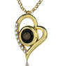 Gold Plated Silver Kabballah Necklace 72 Names Heart Pendant 24k Gold Inscribed - 1-Stop Discount Shop