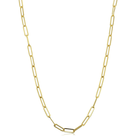 Italian Sterling Silver 18K Gold Plated Choice of Length Paper Clip Necklace - 1-Stop Discount Shop