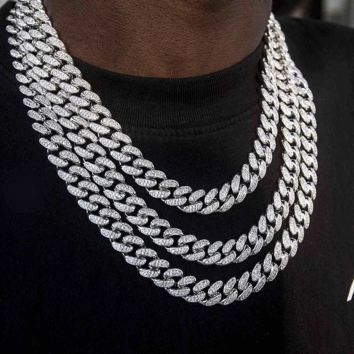 White Gold Plated Seamless Iced Cuban Chain - 1-Stop Discount Shop